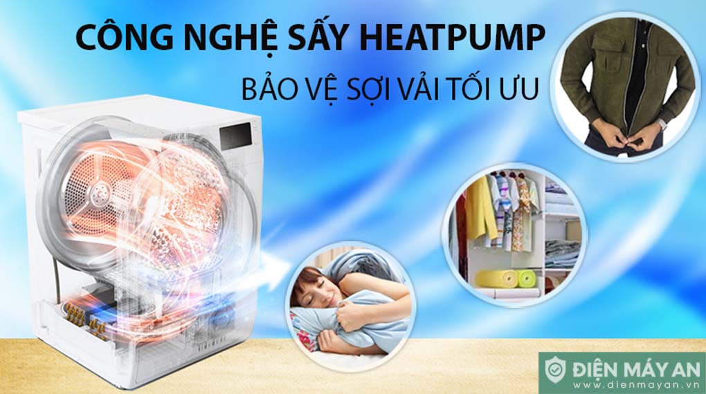 Máy Sấy Bơm Nhiệt LG 9 Kg DVHP09W - công nghệ sấy
